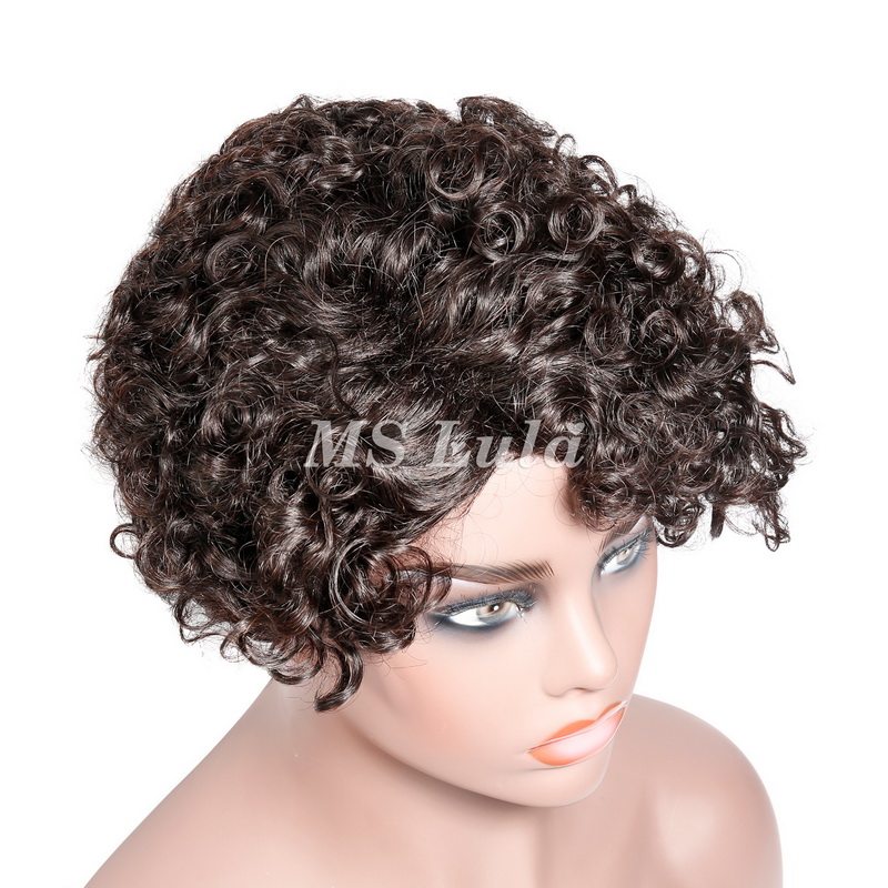 Natural Color Pixie Cut Human Hair Wig Machine-made Wig for Women - 图片 8